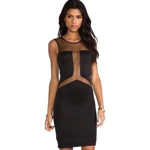 BOULEE Sleek Black Dress with sexy mesh details